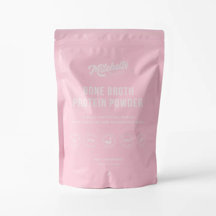 Mitchells Bone Broth Protein Real Strawberry 500g