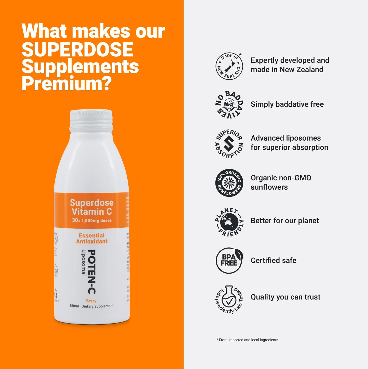 Poten C Superdose Liposomal Vitamin C 1000mg 450ml