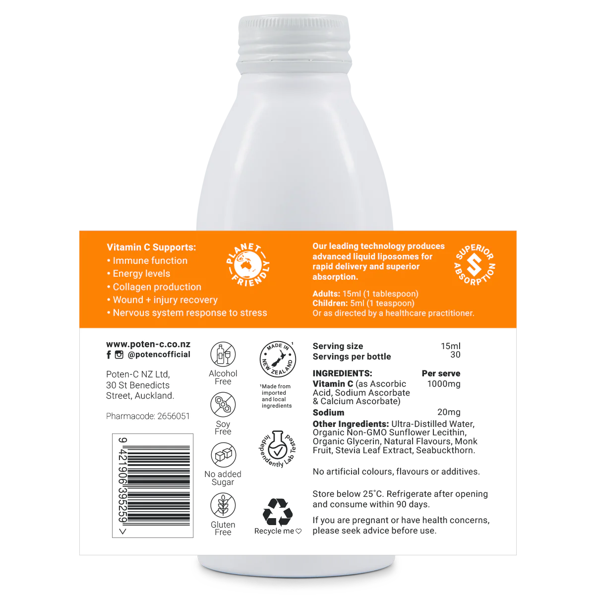 Poten C Superdose Liposomal Vitamin C 1000mg 450ml
