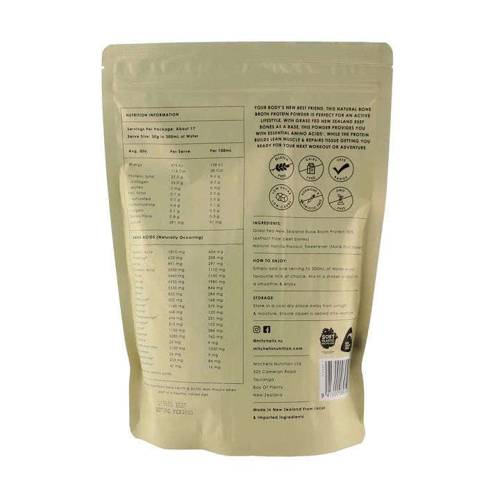 Mitchells Bone Broth Protein Vanilla 500g